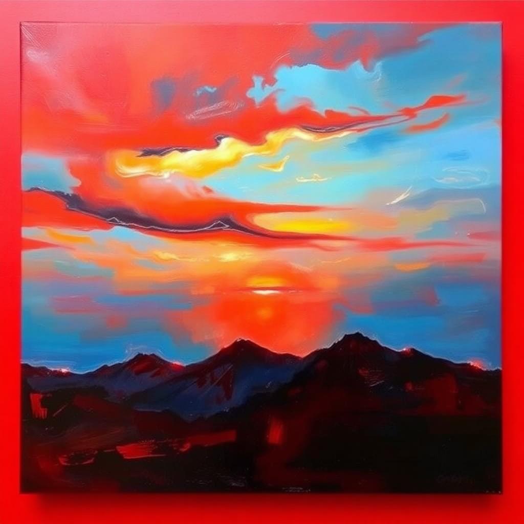 Crimson Horizon — original oil on canvas, 80 × 100 cm