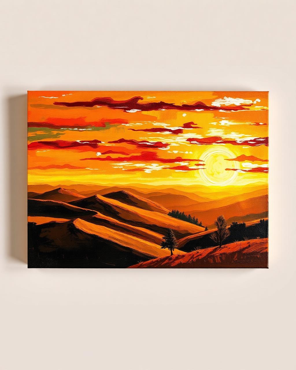 Golden Sunset Over The Valley — original oil on canvas, 60 × 90 cm